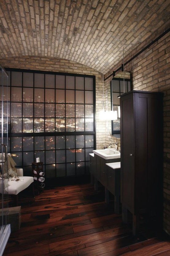 dark-wooden-floor-industrial-bathroom-design