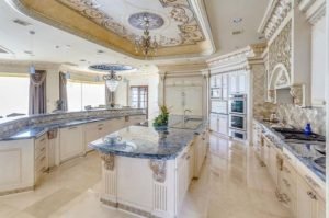 luxury-Mediterranean-kitchen-design-ideas-white-cabinets-ornate-ceiling-design-gloss-flooring